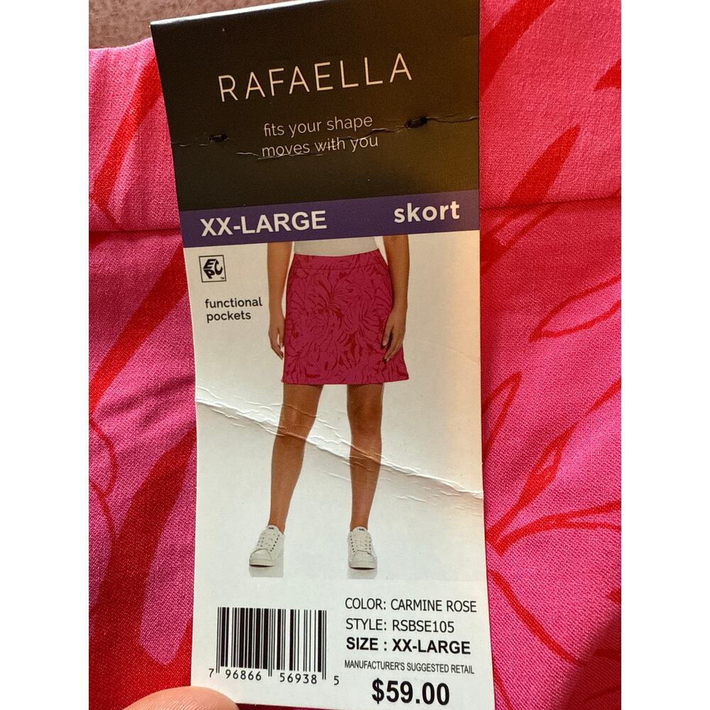 Rafaella Women’s Floral Athletic Skort Pink 2XL NWT Tropical Resort Wear Pockets - Picture 4 of 8